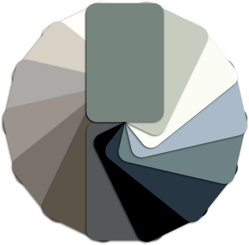 SuperMatte solid color swatch collection fan displaying Embolden matte cabinet finish samples