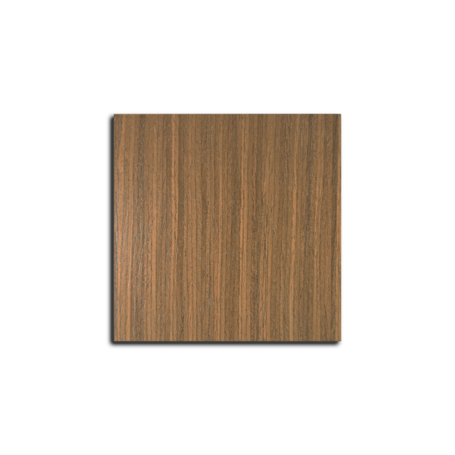 Reconstituted Walnut veneered slab cabinet door sample block showing real wood veneer over MDF-core construction